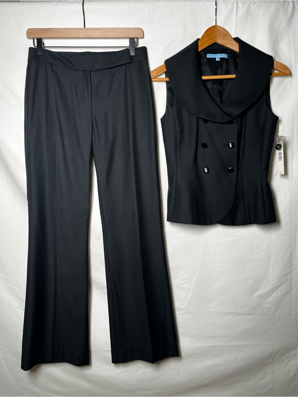 Antonio Melani NWT Black Pinstripe Vest Pants Set Size 0/2
